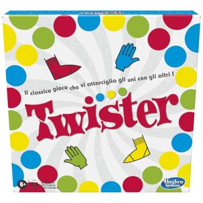 Hasbro Gaming Twister Spiel in Box, inklusive 1 Twister-Teppich, 1 Rad und Anleitung, Version 2020 in Italienischer Sprache, Mehrfarbig von Hasbro Gaming
